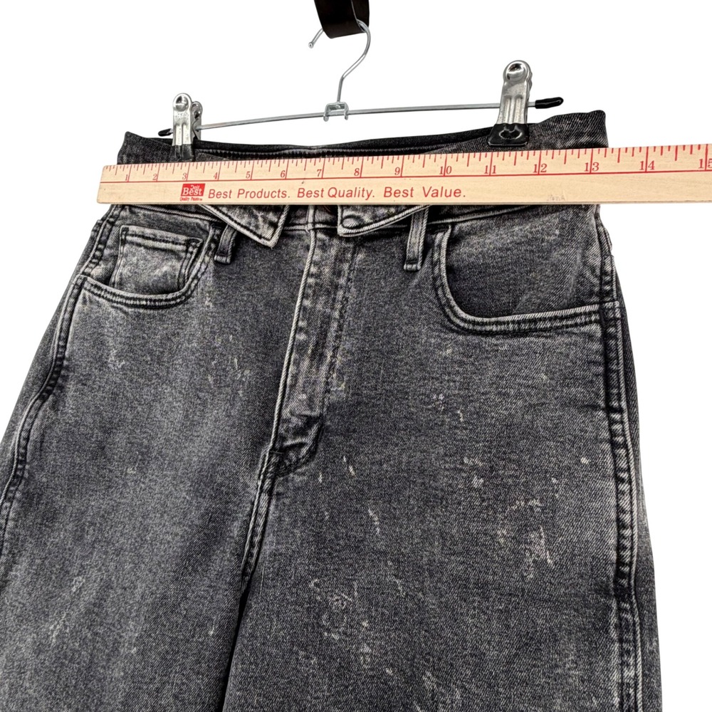 Hollister Ultra High-Rise Mom Jean Womens 3R 26x27 Black Acid Foldover Waist - Picture 3 of 10
